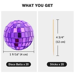 Yescom 20PCS 1.6″ Small Disco Ball Mirror Mini Hanging for Events Wedding Party
