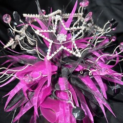 Quinceañera Bouquet Purple / Black/ Rhine Stone Hair Accessory Ramo Quinceañera