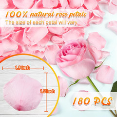 180 PCS Real Pink Dried Rose Petals Confetti for Wedding, 1.75Oz Freeze Rose Pet
