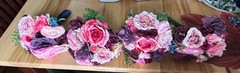 Set of 4 Homemade burgundy, navy and pink bridesmaid bouquets