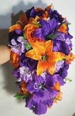 Orange Purple Lavender Rose Tiger Lily Bridal Wedding Bouquet Accessories