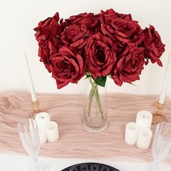 BURGUNDY 2 Bushes 17″ Premium Silk Roses Artificial FLOWERS Bouquets Party