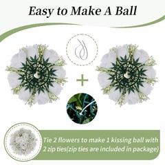 BLOSMON Fake Flowers Ball Wedding Centerpieces 10 Pcs White Rose Babys Breath…