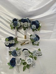 Shades of Blue Wedding Bouquet Set – Navy Blue, Blue, Gray Wedding Bouquet Set