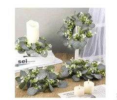 Panelee 20pcs Wedding Candle Rings – Boho Eucalyptus Leaf Wreath Holders