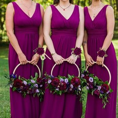 Wrist Corsage and Boutonniere Set, Velvet Purple Roses Corsage, Men Boutonnie…