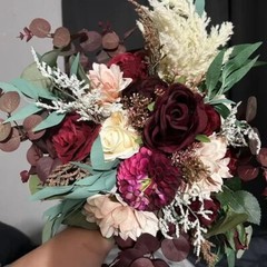 Burgundy Rose Wedding bouquet/Bridal bouquet/Burgundy Wedding Flower/Customized