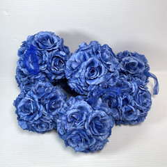 8 pcs 6″ Blue Kissing Flower Ball Wedding Fabric Rose Pomander Party decoration