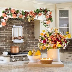 Lvydec 2 Pack Artificial Peony Flower Garland – 6ft Silk Peony Orange Flower …