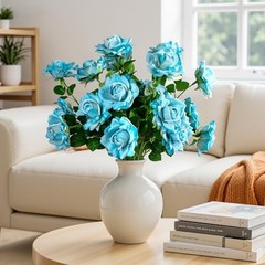 Artificial Flowers 23.2In Artificial Roses 20PCS Fake Roses Spring Blue 20pcs
