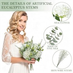 4 Kinds 55PCS Silk Hydrangea Artificial Flowers Eucalyptus White Hydrangea