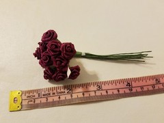 Lot 144pcs Burgundy Satin Ribbon Roses Flowers 12mm 1/2″ 1/2 Inch on Wire Stem