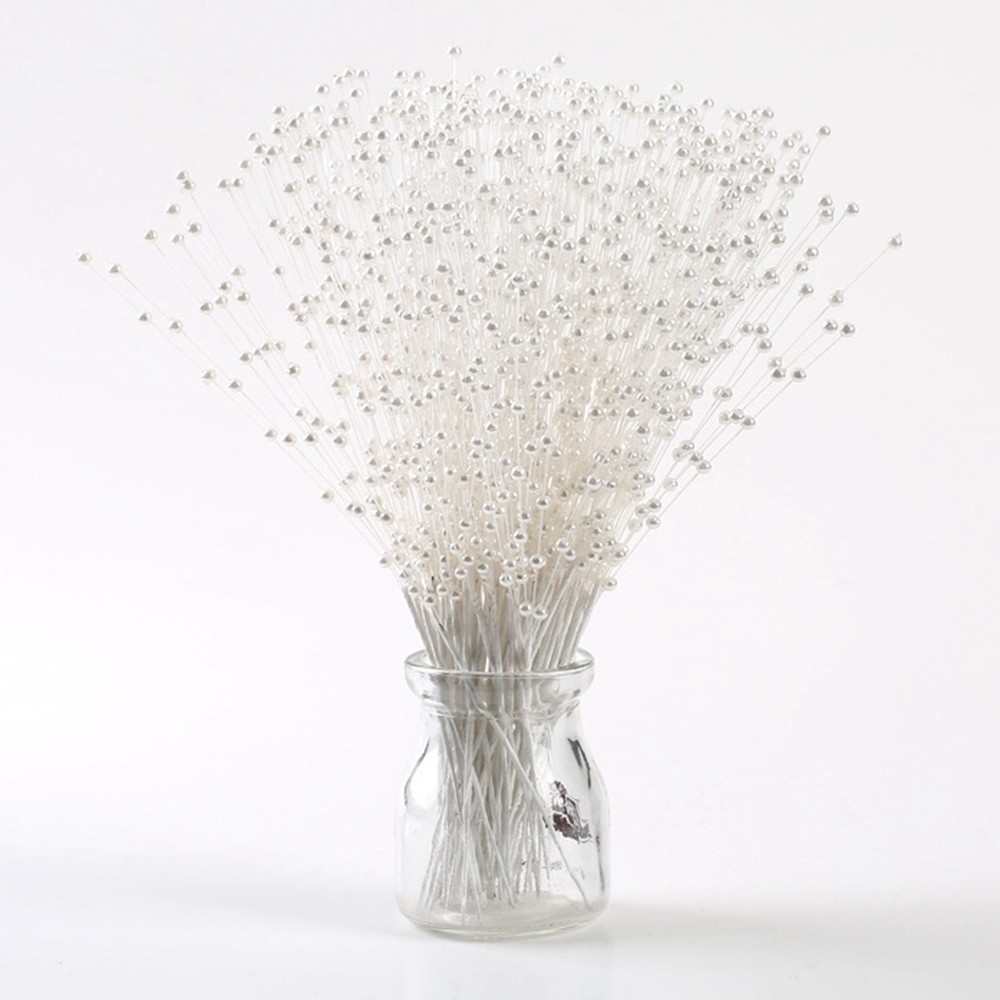 40 Bunch White Ivory Pearl Flower Stem Beads Garland Sprays Bridal Bouquet Wed
