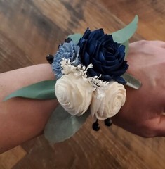 16PC Dusty Blue Navy Wedding Flowers Sola Wood Bridal Bouquet Bridesmaid Groom
