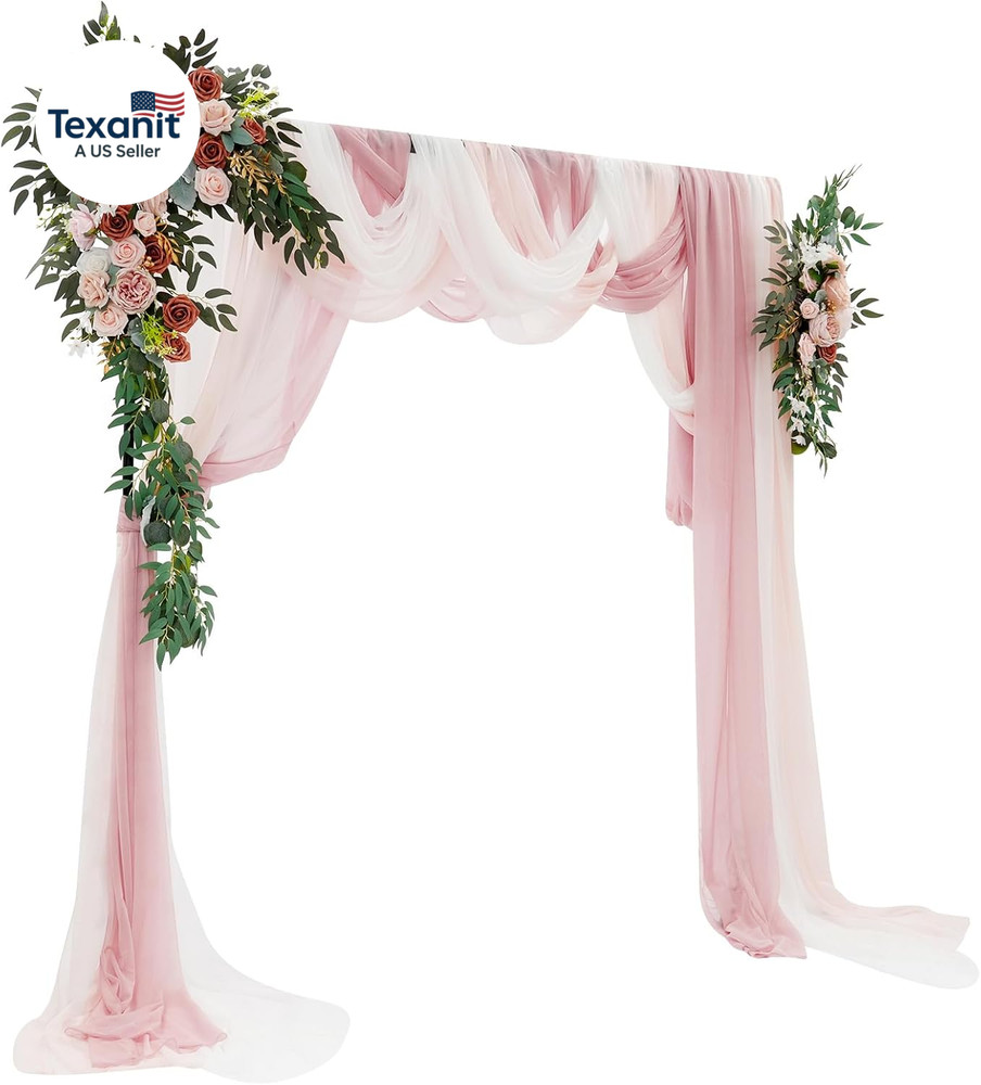 Artificial Wedding Arch Flowers Kit (Pack of 5), 2Pcss Realistic Silk Roses Flow