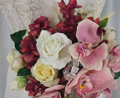 Wedding Bouquet of Phalaenopsis Orchids and Roses Faux Silk Bouquet
