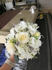 Bride and Maid of Honor Artificial White Rose & Eucalyptus Wedding Bouquet Set