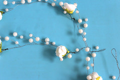 Rose Garland Beaded Roses Beads Garland Wire Chain 115cm Off White