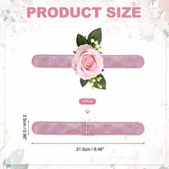 4Pcs Corsage Wristlet Band Elastic Wrist Corsage Bracelets Bands Pink,