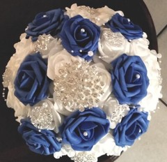 Bouquet Crystal Pearl Silk Roses Bridal Wedding Bouquet Artificial Fake Flowers