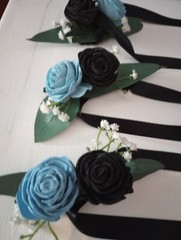wedding : Sola wooden flower Rosette 3 corsages, 3 boutonnieres and corsage pins