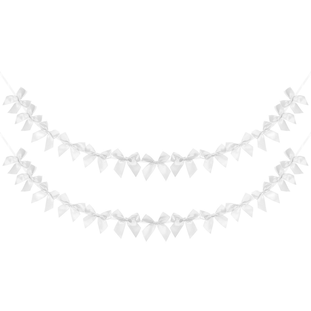 2 String of 13 PCS White Bow Garland Banner Decoration Party Bow