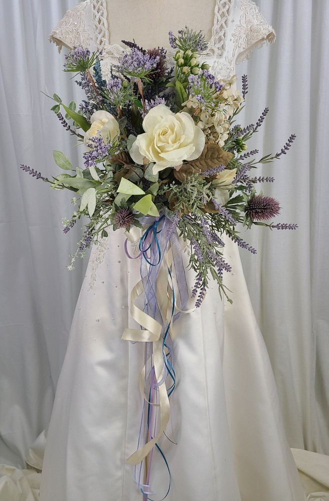 Lavender and Rose Garden Faux Silk Wedding Bouquet