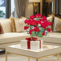 10 PCS Velvet Fake Red Roses Artificial Red Flowers Bulk, Silk Faux Roses with