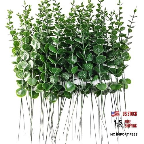 50PCS Artificial Eucalyptus Leaves Decor – Artificial Eucalyptus Stems