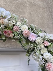Flower Arch – Weddings, Showers, Etc! Fake flowers – Roses, Baby’s Breath, Etc!