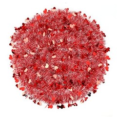 33 Ft Valentine’s Day Tinsel Garland,White Heart Metallic Hanging Garland Red