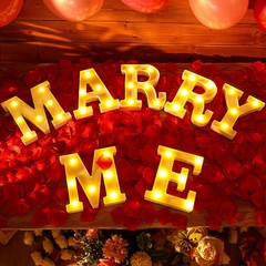 Roowest Marry Me Letters Light Proposal Decorations Set Includes 6.3″, Yellow