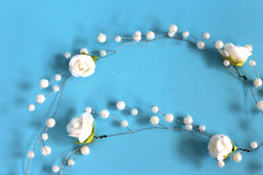 Rose Garland Beaded Roses Beads Garland Wire Chain 115cm Off White