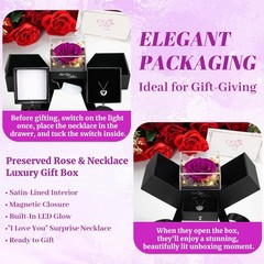 FIACO Valentines Day Rose Gifts for Her Preserved Real Flowers with I Purple