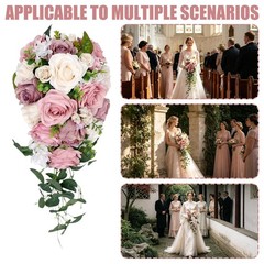 Cascading Bridal Bouquet, Artificial Flowers Rustic Boho Tossing Bouquet