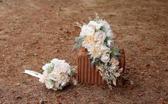 Cascading Bouquets for Bride Beige Rose Artificial Bridal Bouquet for Boho