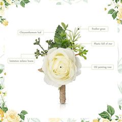 60 Pcs White Rose Boutonnieres for Men – Perfect for Weddings & Events