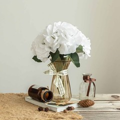 White 5 Silk Hydrangea Bushes Wedding Flowers Bouquets Party Centerpieces SALE
