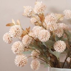 Fake Flowers Silk 10 Mum Stems Eucalyptus Arrangement, Faux Flowers For Beige
