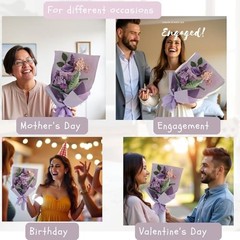 Romantic Lavender Crochet Flower Bouquet, Gifts for Women Anniversary, Lilac
