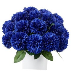 12 Pcs Artificial Chrysanthemums Flowers Ball Flower Fake Mums 12 Pieces Blue