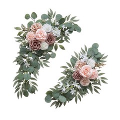 2Pcs Wedding Arch Flowers Backdrop Decor Corner Row Handmade Craft Artificial