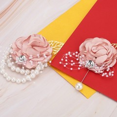 2Pcs Rose Bridesmaid Wrist Flower Artificial Bride Wrist Pink