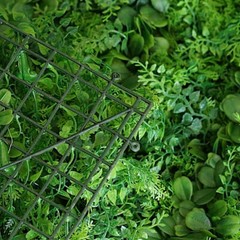 4 Green Artificial Fern and Boxwood Leaves Wall Backdrop Panels Wedding