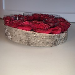 Wood Birch Roses Candle Ring with tea lights Wedding Centerpieces Decorations