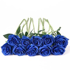 10pcs Silk Roses Artificial Rose Flowers Long Stem for DIY Wedding Royal Blue