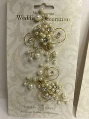 GOLD PEARL DIAMOND WEDDING DECORATIONS BY: Lillian Rose PAIR OF 2