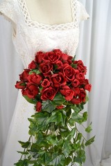 Roses Are Red Waterfall Faux Silk Wedding Bouquet