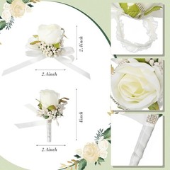 20 Pcs Wedding Corsage and Boutonniere Set Homecoming Artificial Corsage Wris…