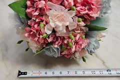 Handmade Dusty Pink Blue Bridal Wedding Bouquet Flower Girl Posey Handle 12″